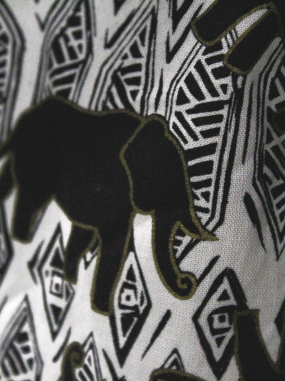 Vintage Handmade Black Gold Elephant Metallic Pinup Swing Dress S - Picture 8 of 8